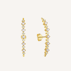 Single Row Diamond Pearl Earrings