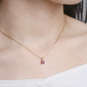 Rose Square Pendant Necklace on model