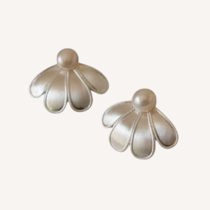 Satin Half-Petal Pearl Earrings Satin Half-Petal Pearl Earrings